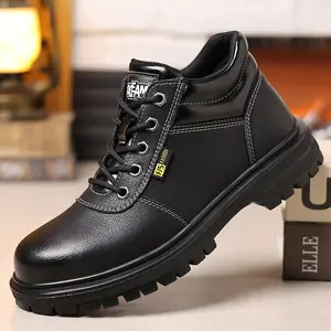 Men's Labor Insurance Shoes Anti-smashing Anti-piercing Lightweight Steel Head Construction Site Welder Black Insulation Safety Work Boots