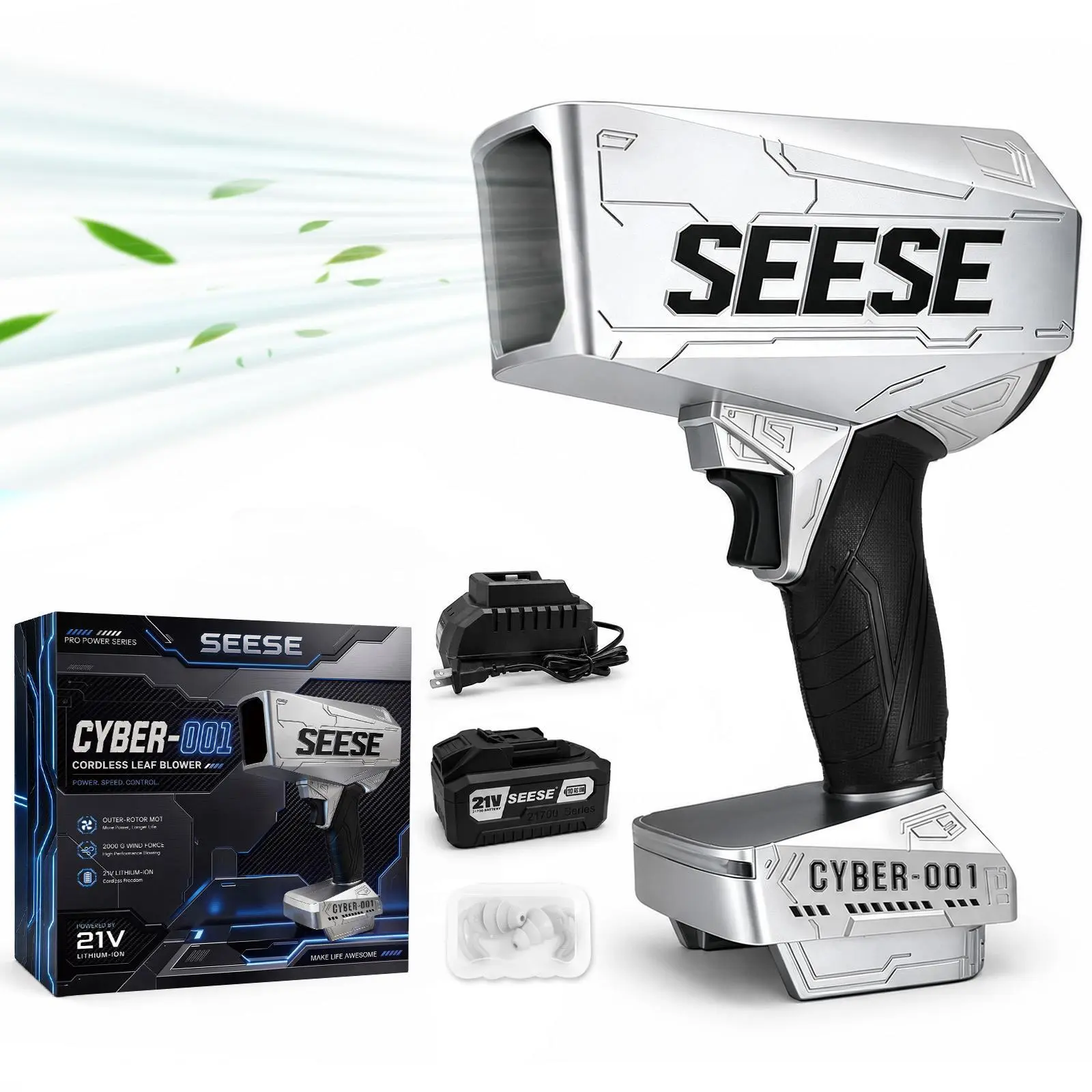 SEESE Cyber Cordless Leaf Blower Violent TurboFan,120 MPH+,BrushlessPure Copper Motor Jet Fan With Battery,CordlessTurbo Super Power Air Duster, Car Drying after Wash, SnowRemoval toolupgrade