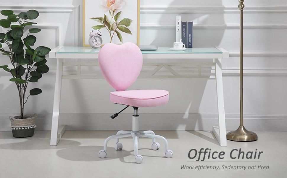 HOMCOM Mid-Back Office Chair, Swivel Vanity Chair with Adjustable Height and Wheels, Computer Desk Chair for Home Office or Bedroom