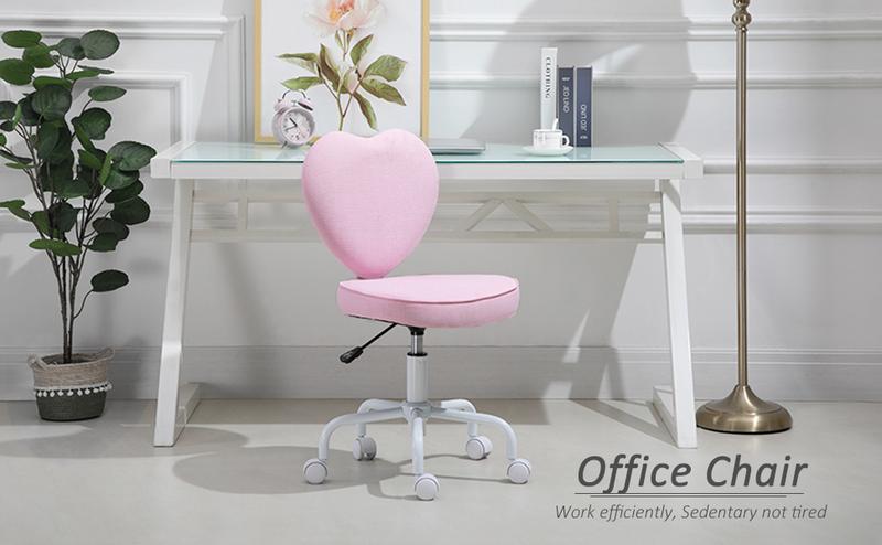 HOMCOM Mid-Back Office Chair, Swivel Vanity Chair with Adjustable Height and Wheels, Computer Desk Chair for Home Office or Bedroom