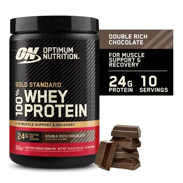 Optimum Nutrition Gold Standard Premium Protein Powder - 1 Bottle, Double Rich Chocolate & Vanilla Flavors, BCAA-Rich Whey Isolate Muscle Gain Protein Supplements with Sucralose, 10 Servings for Adult Fitness Muscle Recovery, Blendable