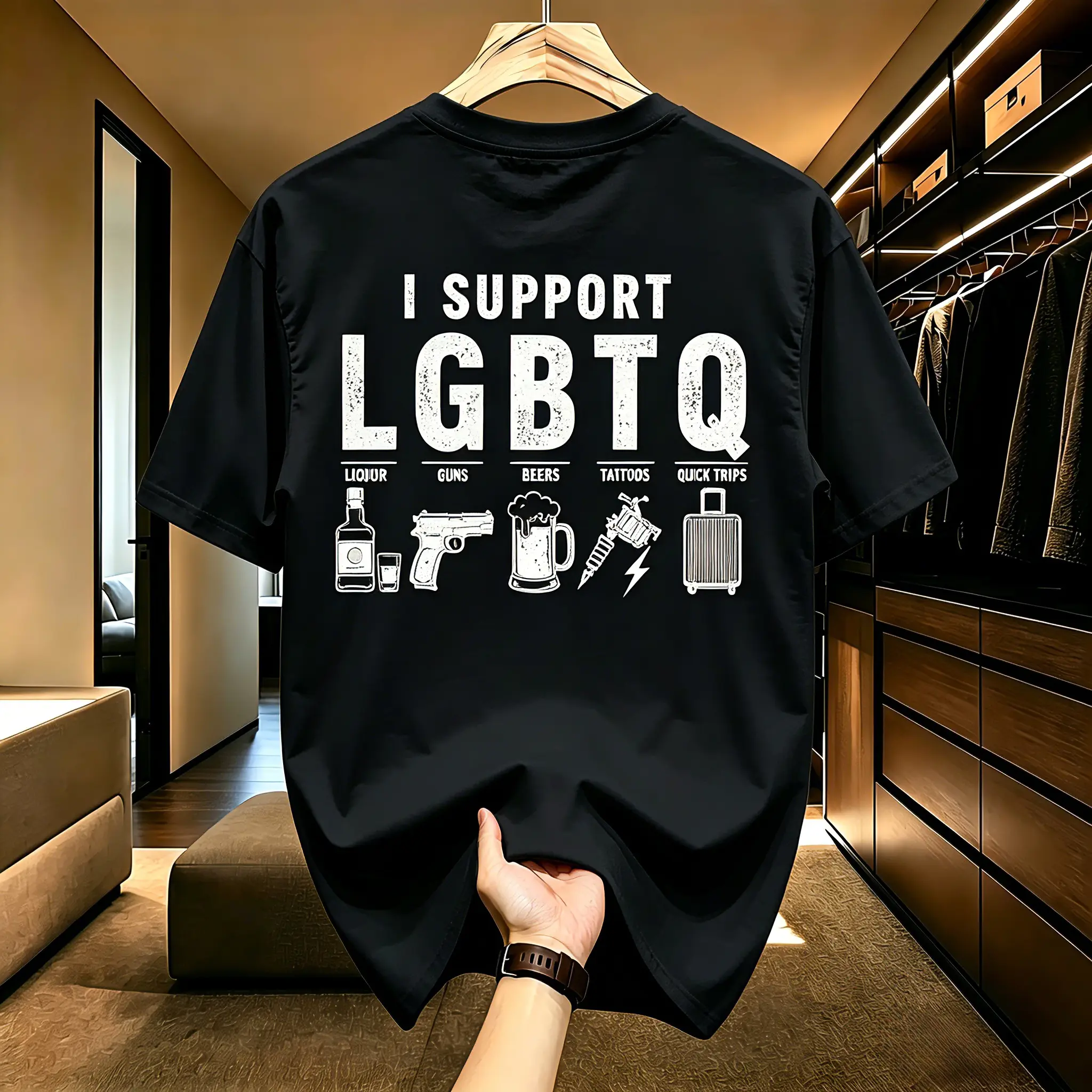 Men's 100% Pure Cotton Loose-Fit Round Neck Retro Slogan Vintage Graphic Menswear Short-Sleeve T-Shirt - Back Print, Breathable, Machine Wash Soft Top, Outdoor Daily Wear Sports Streetwear Gift for Guys
