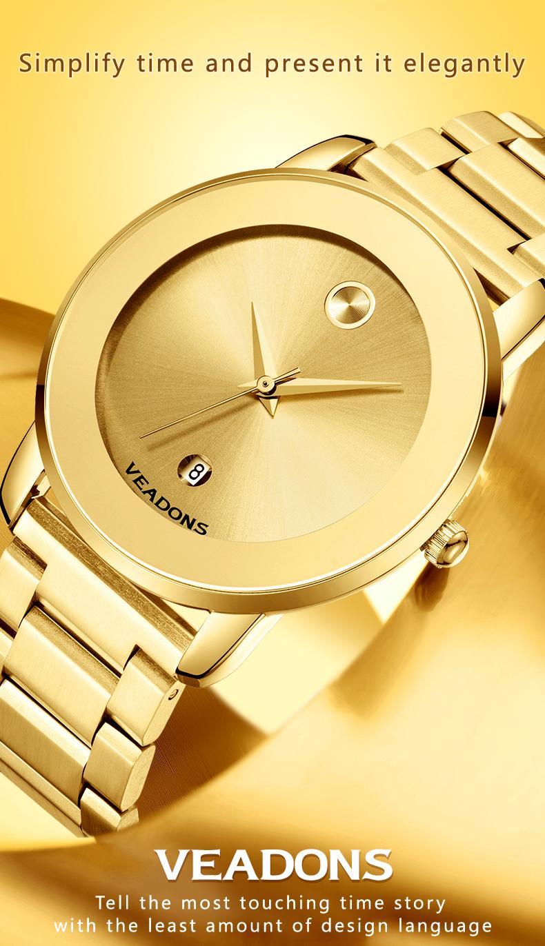 Luxury business quartz watches for ladies and gentlemen, featuring solid stainless steel straps, calendar function, and water resistance. With a minimalist design, they are elegant and durable, suitable for daily wear.