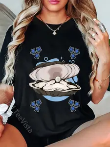 100% Cotton Oyster Blue Design Shell Stuff Oysters T-Shirt