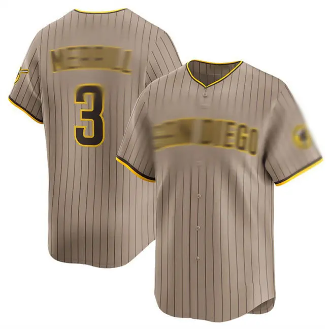 Brown Stripe #3 Men's Button Baseball Jersey Athletic Sports Shirt