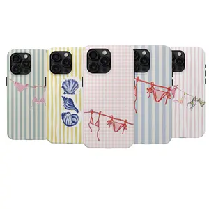 Colorful Striped Bikini Phone Case – Fun Summer Vibes with Rainbow Lines & Swimsuit Graphic – Y2K Beachcore Aesthetic – Fits iPhone17 Pro Max Plus Air/16/15/14/13/12/11
