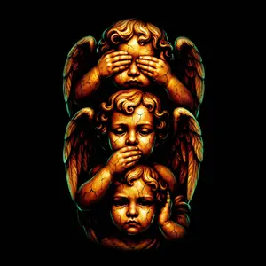 SEE NO SPEAK NO HERE NO HALFTONE DTF DESIGN FOR T-SHIRT