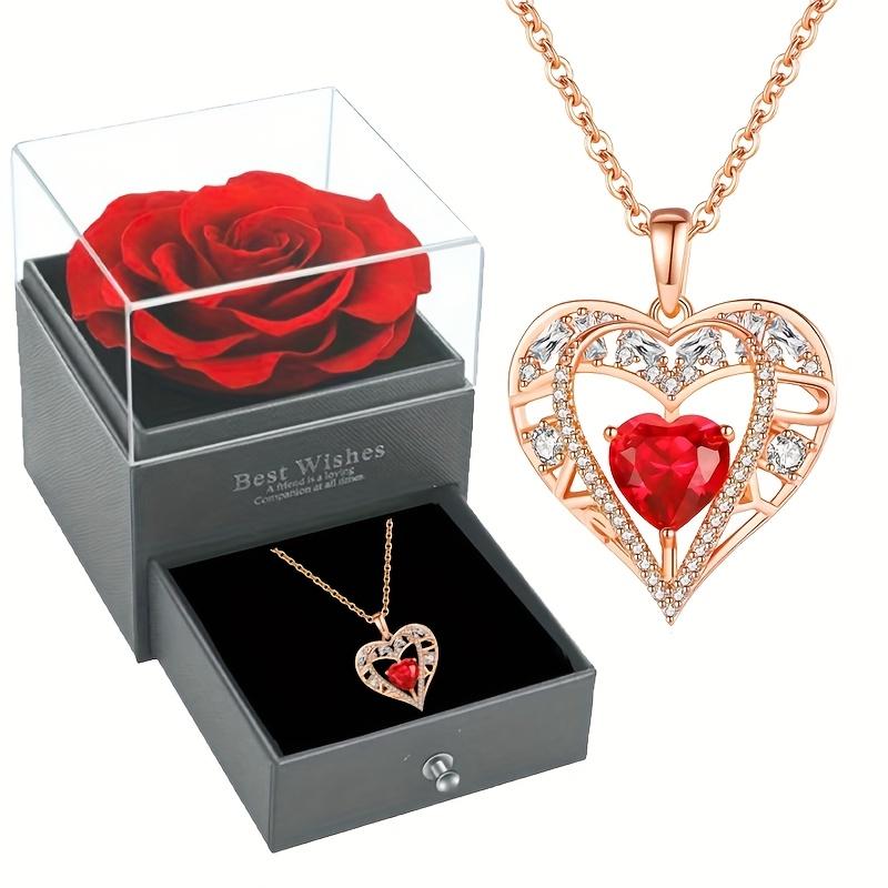 Rose Gift Box Heart Necklace - Perfect for Lover Mother Best Friend Wife Girlfriend - Ideal for Valentine's Day Thanksgiving Christmas Parties Birthdays New Year's Rose Gift Box Heart Necklace - Perfect for Lover Mother Best Friend Wife Girlfriend - Ideal for Valentine's Day Thanksgiving Christmas Parties Birthdays New Year's