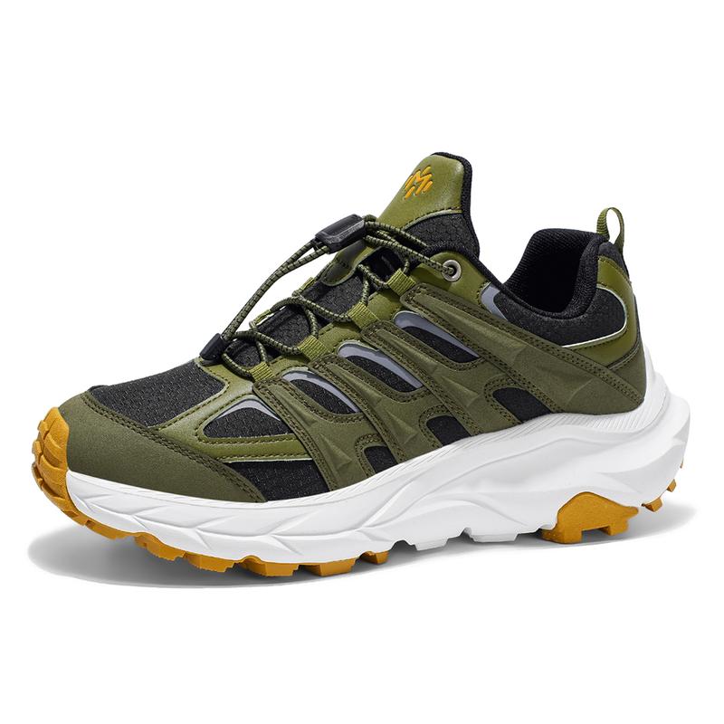 Men's Round Toe Leather Outdoor Sneakers - All Seasons Waterproof, Non-Slip Rubber Sole, Wear-Resistant, Lightweight Breathable Mesh Upper, Cushioning Insole, Shock-Absorption Athletic Footwear for Hiking, Daily Use