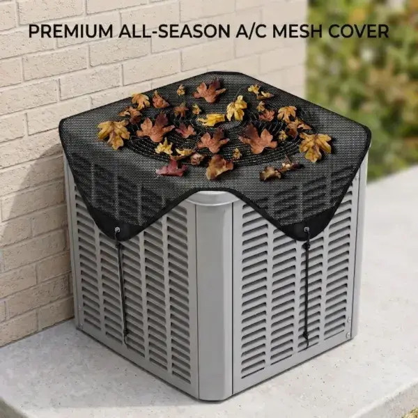 Outdoor patio air conditioner condenser top cover, 28 inches × 28 inches, windproof, leaf-proof, breathable mesh dust cover, all-weather protection furniture dustproof design unit all-season use external
