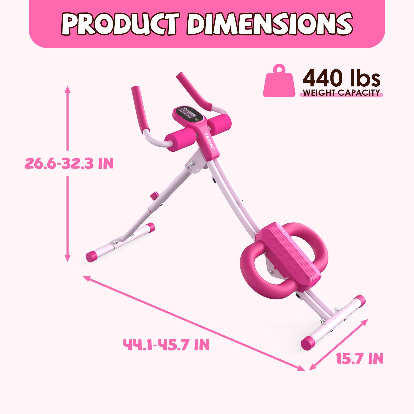 【Spring Glow Up】YAGUD Foldable Ab Workout Machine - 440lbs Heavy Duty Core Trainer with LCD Display, Adjustable Home Gym Equipment for Full Body Fitness