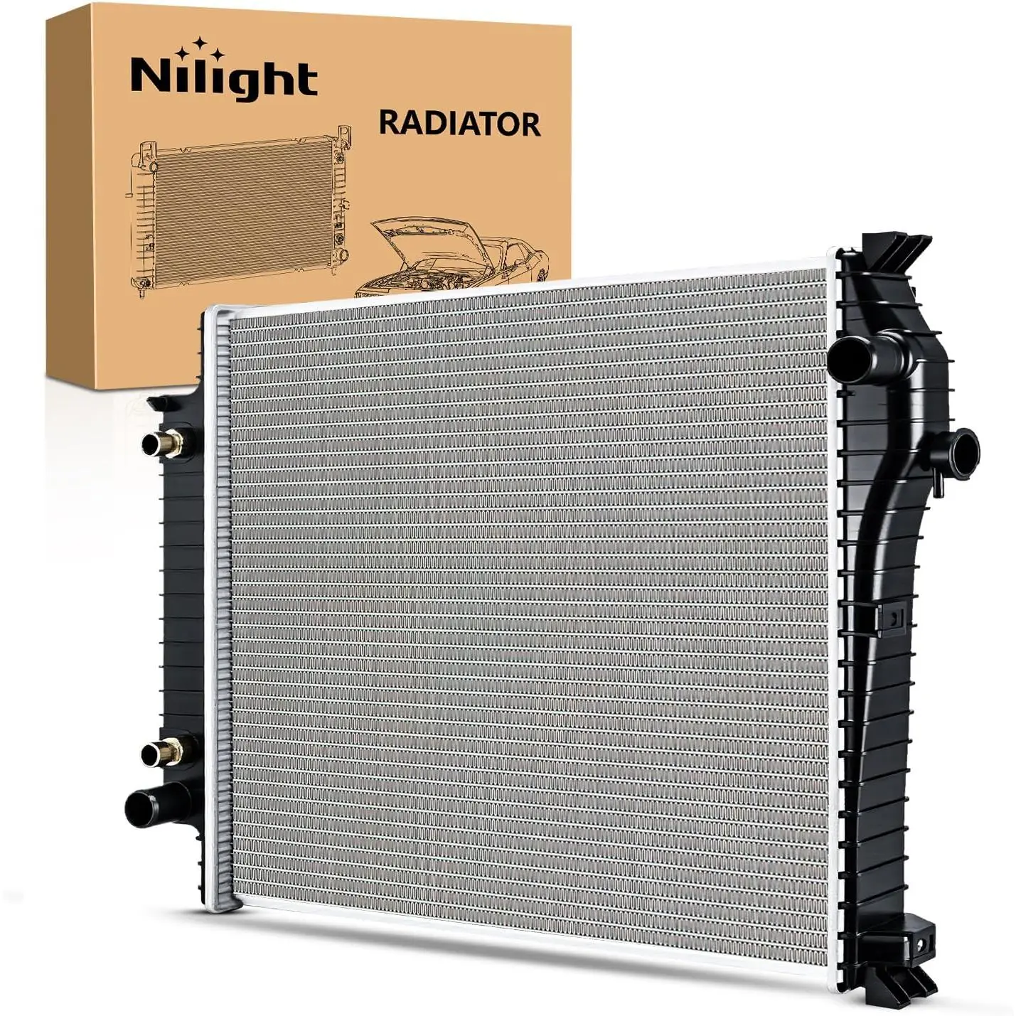 Nilight Aluminum Core Radiator - 1x New Complete Unit, V6/V8 Fitting for Ford Explorer 4.0L 2006, Explorer Sport 2007, Mercury Mountaineer 2006, 114% Leak Tested, Prevents Coolant Loss, Boil Protection, Enhances Engine Cooling, FO3010273, Precision Folded