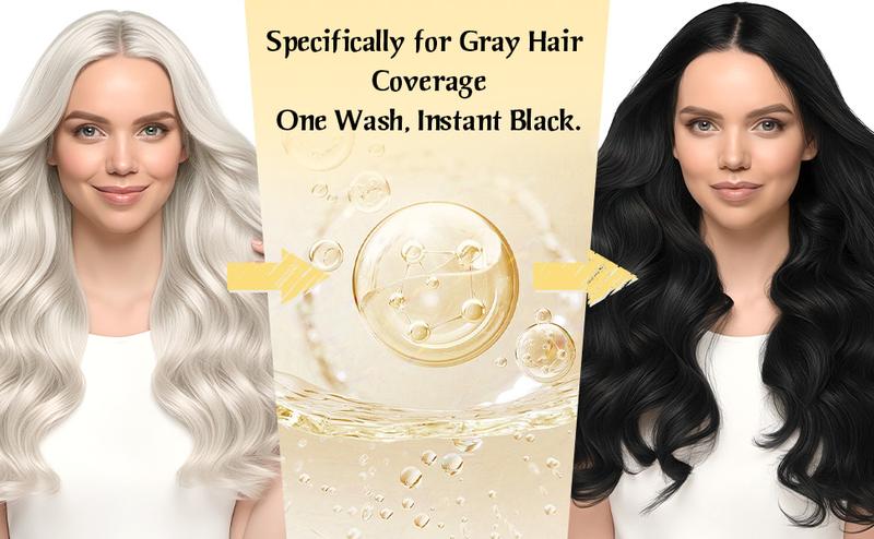 200ml 3-in-1 Black Hair Dye Shampoo Herbal Formula with Ginseng Covers Gray Hair Natural Plant Haircare for Salon-Quality Conditioner Gentle