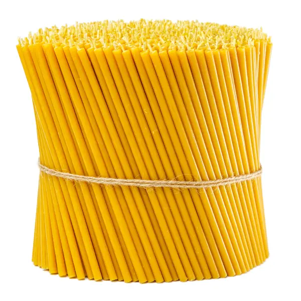 Pure Beeswax Thin Taper Candles (6.3"x0.2") Orthodox / Church Prayer Slim Candles  Pack of 25
