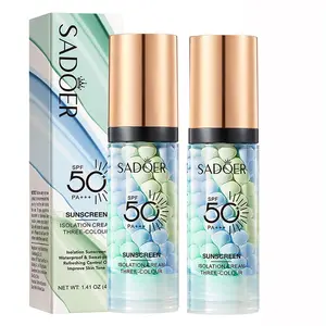 3 In 1Primer for Face Before Makeup,Sunscreen Isolation Cream, SPF 50, One Step Color Corrector Face Primer, Blurs Imperfections Oil Control & Moisturizing Skin Tone Correcting Cosmetic Moisturizer Hydrating Moisture