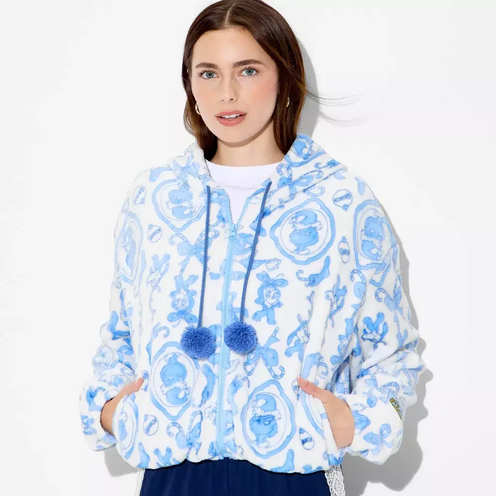 Women's Grinch Zip-Up Graphic Hooded Sweatshirt