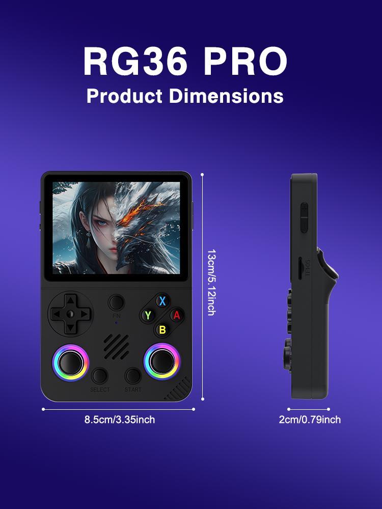 RG36 Pro Retro Handheld Game Console, 3.5" IPS Screen, Linux System, Multi-Color Portable Gaming Device for Classic Games