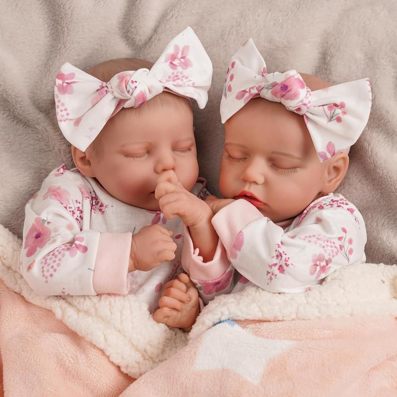 BABESIDE Lifelike Reborn Baby Dolls Twins, 17 /20 inch Soft Vinyl Limb Cloth body Dolls Realistic Newborn Real Life Baby Boy Girl Dolls with Clothes and Pacifier Toy Gift for Kids Age 3+