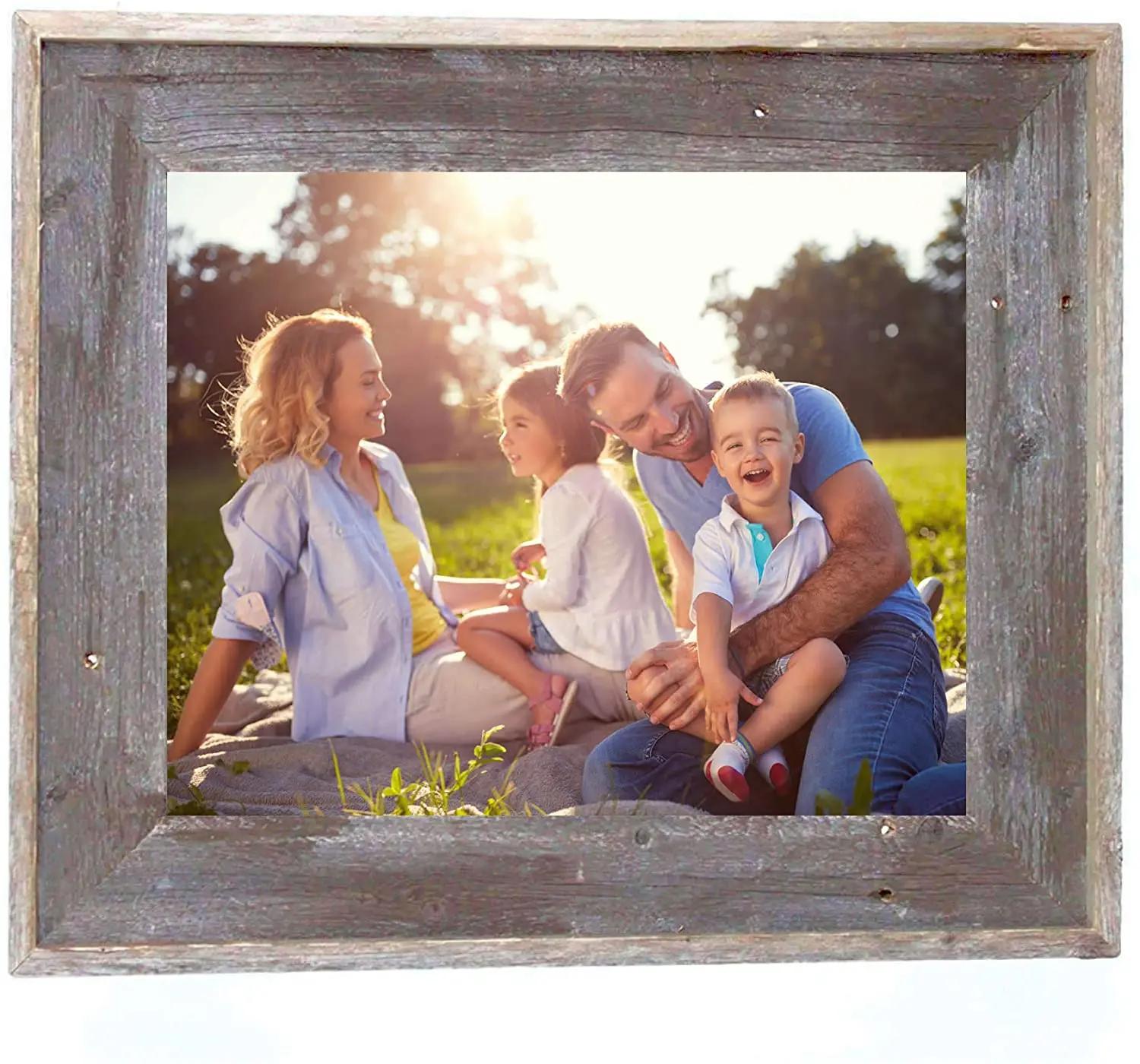 BarnwoodUSA Pre-Assembled Rustic Square Wooden Photo Frame - 100% Reclaimed Wood, 3.25" Artisan Moldings, Espresso Brown Weathered Look, Home Decor Wall Display Gift, Moldings 3.25"