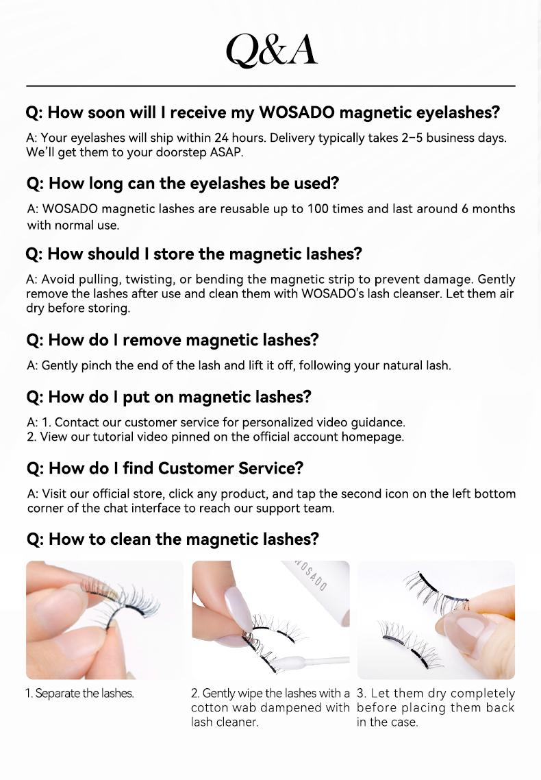 Wosado Soft Magnetic Eyelashes All-in-One Box, Destination Collection, Reusable, Glue-Free, Waterproof, Lightweight, Natural Style, Makeup Cosmetic