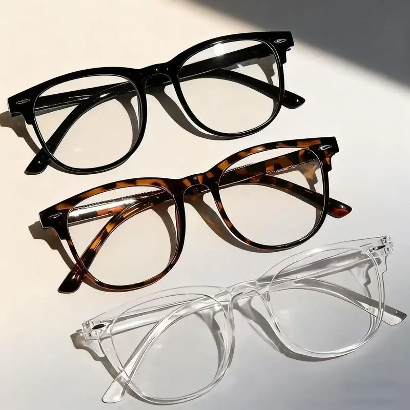 Women's 3-Piece Retro Lightweight Full-Frame Clear Lens Eyewear Set - Vintage Tortoiseshell Small Oval Glasses, Stylish Fashion Accessories, Non-Prescription Frames, Ideal for Beach, Outdoor, Travel & Everyday Wear