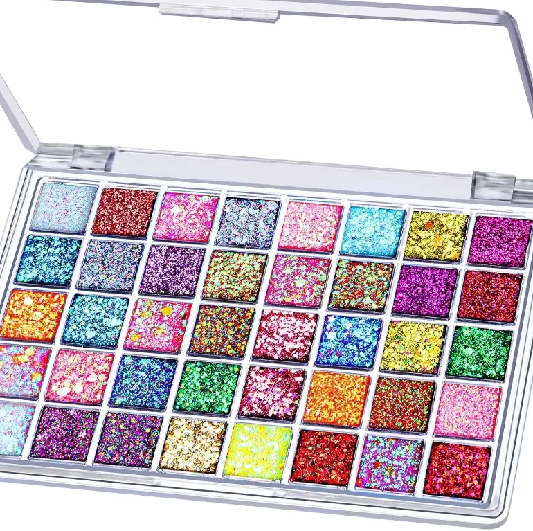 FANDAMEI 40 Colors Face Glitter, Face Paint Glitter Gel - Face Glitter for Women Girls, No Glue Needed, Multi-Purpose Glitter Makeup for Hair Face Body Halloween Rave Carnival