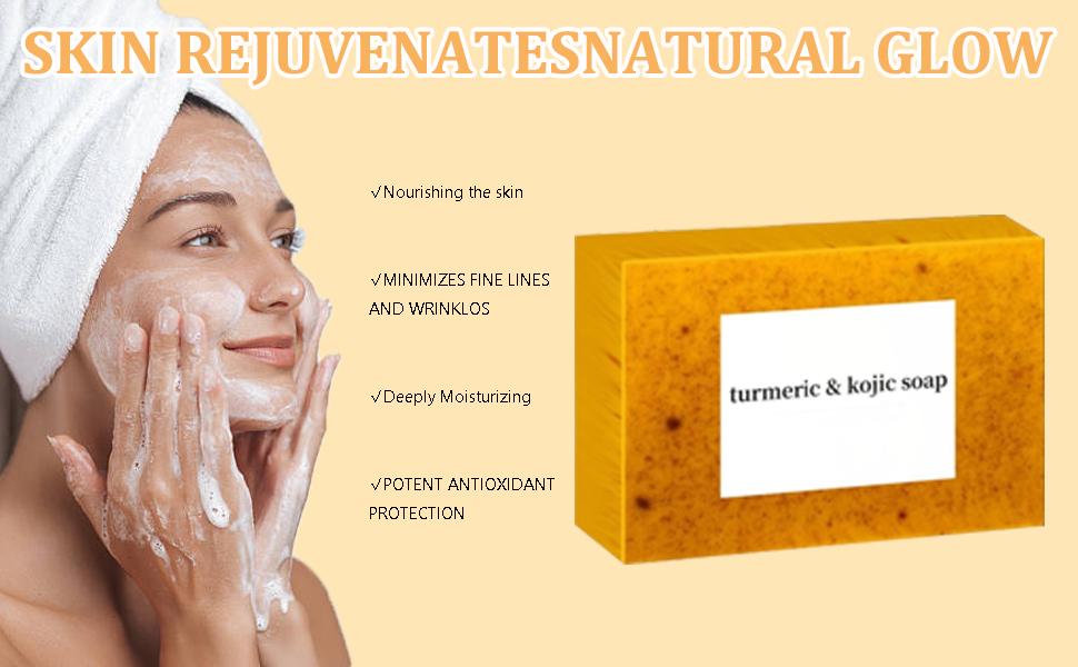 3pcs Kojic Acid Turmeric Soap Bars – Dark Spot Remover & Skin Care, Handmade Face & Body Wash Bars with Niacinamide, Shea Butter, Tea Oil, Vitamin C