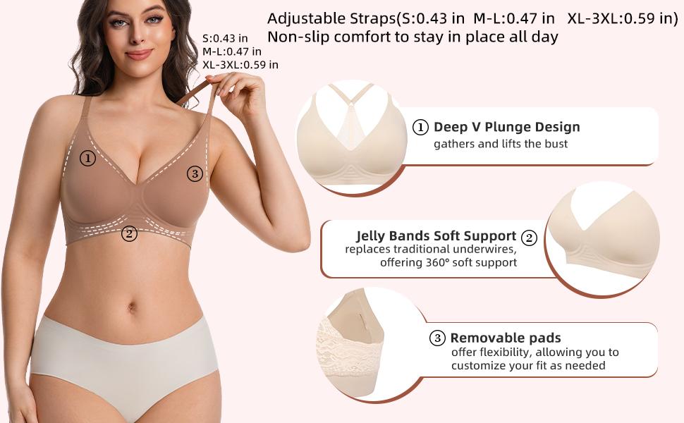 Lusait Women's Seamless Wireless Lace Bra Triangle Back Soft Jelly Bra Pullover Bra Seamless Wireless Lace Racerback Bralette Buttery Soft Comfort Lusait Women's Seamless Wireless Lace Bra Triangle Back Soft Jelly Bra Pullover Bra Seamless Wireless Lace Racerback Bralette Buttery Soft Comfort