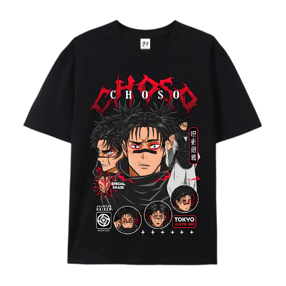 Jujutsu Kaisen Choso Blood Manipulator Anime Custom Image Cotton Oversized Unisex T Shirt Anime Graphic Tee Perfect for Anime Conventions and Birthday Gifts Multiple Character Choices