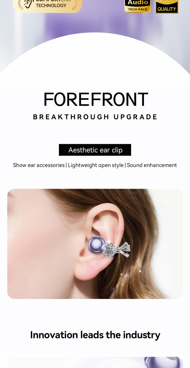 CHENRUIDA GL8 Clip On Wireless Headphones with 2025 Bluetooth 6.0 for Faster Stable Connection Low Power Use DT6.0 Pulse Directional Tech 360° ACS Panoramic Sound IPX7 Waterproof Audio Earbuds for Music&Calls Comfortable for Sports New Ear Accessories TWS