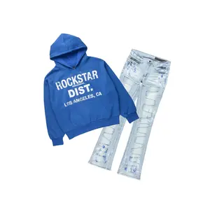 Saxon Royal/Blue Hoodie/Stacked Flare Jean Set