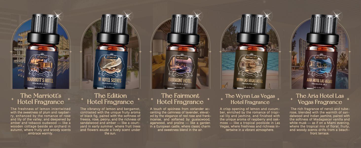 Hotel Diffuser Oils Set - Remote Control Aromatherapy Diffuser, 14Pcs Luxury Fragrance, Perfume & Aroma Oil Blend Hotel Scent Essential Oils Set for Diffuser, 14 Pcs