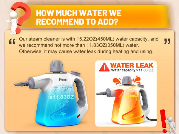 Phueut 1250W Pressurized Steam Cleaner with 11-Piece Accessories 360-Degree Angle for Floor Grout Tile Grease Multipurpose Home Cleaning Tool 15.2OZ Water Tank Capacity