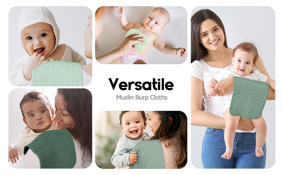 Yoofoss Muslin Burp Cloths for Baby 100% Cotton Burping Cloths for Boys Girls Large 20''X10'' Extra Soft and Absorbent 10 Pack