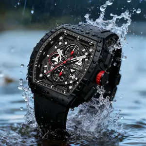 Men's watch, men's sports watch, barrel shaped large dial with waterproof function, quartz watch