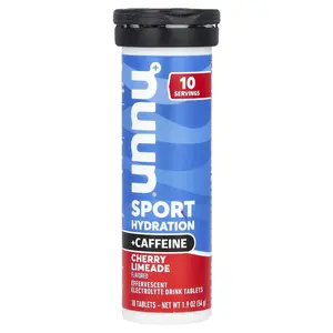 Nuun Sport Hydration + Caffeine, Effervescent Electrolyte Drink, Cherry Limeade, 10 Tablets