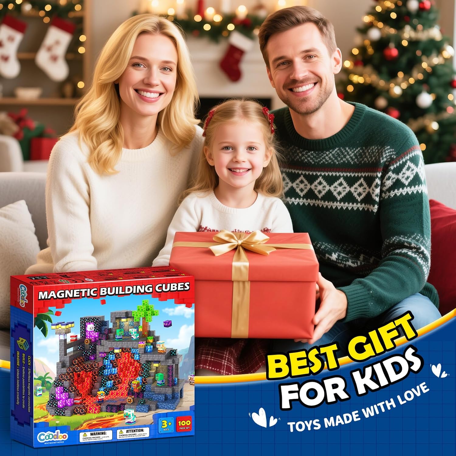 100PCS Magnetic Building Blocks STEM Sensory Games Toys Mine Magnet World Birthday Couple Christmas Gifts for Kids Creative Play