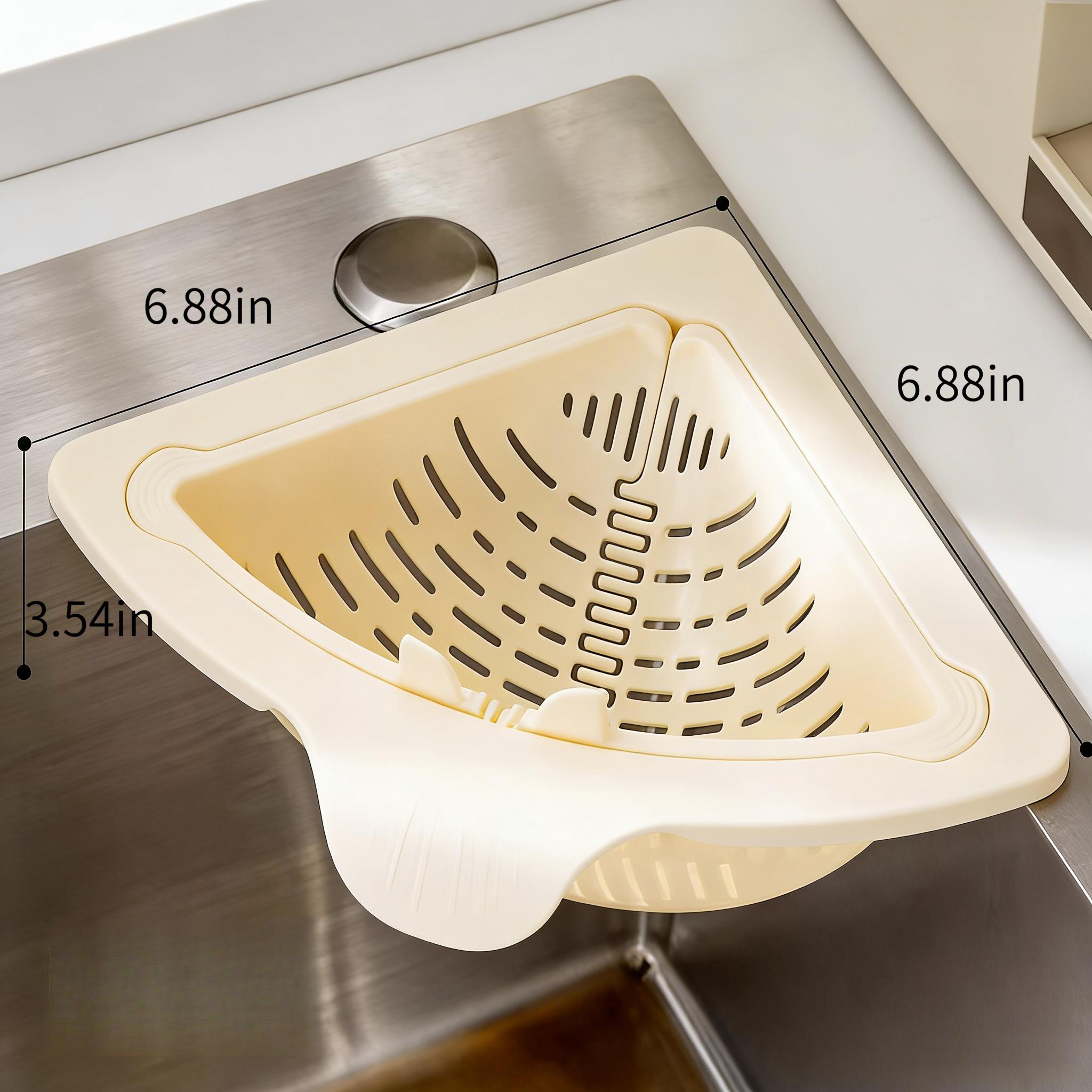 2pcs triangular magnetic sink drain baskets, food filter, drainage basket, household kitchen filter, easy to clean, easy to install