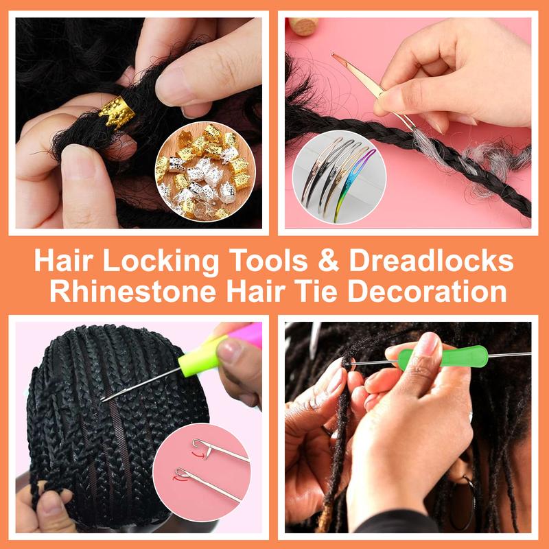 48Pcs Dreadlock Crochet Hook Tool Set-Latch Hook with Storage Bag,Crochet Needle for Hair Braiding,Locking Hair Extensions Tool for Sisterlocks