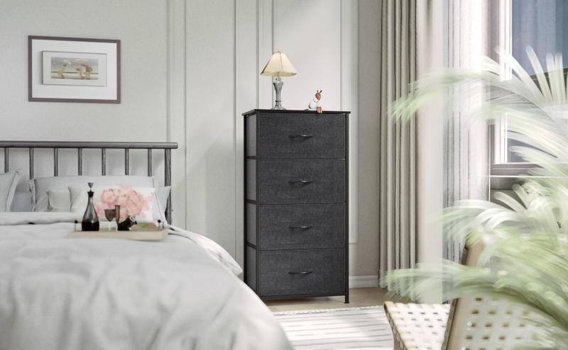Yitahome Dresser 4 Drawers, Dresser for Bedroom, Fabric Dresser, Organizer Unit for Bedroom, Living Room, Closets & Nursery - Sturdy Steel Frame, Easy Pull Fabric Bins & Wooden Top