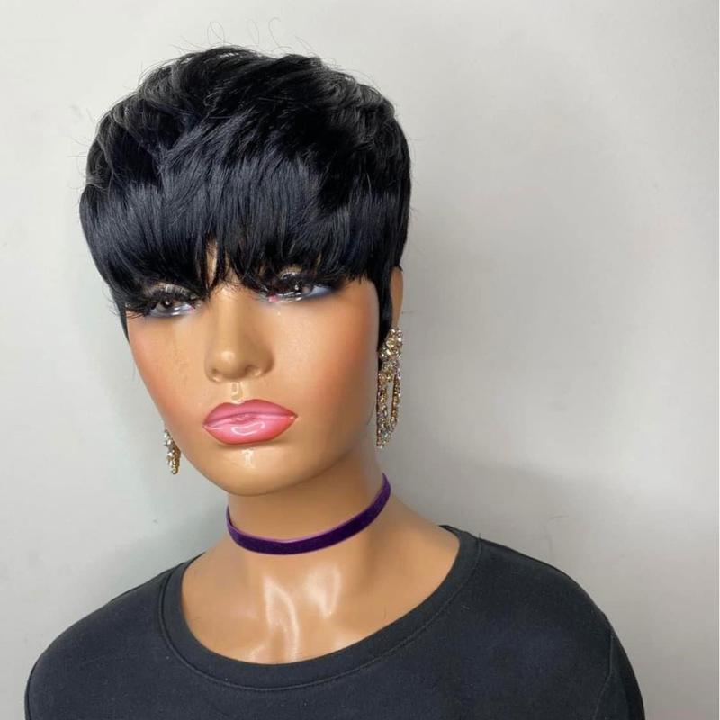 ShowRealHair Wig 036 Pickled Color Pixie Cut Wigs Pixie Wigs Human Hair Coiffure Wigs for Black Women Pickled Color Short Hair Pixie Cut Style Pixie Wigs Pixie Cut Layered Wig Glueless Wig NYC Short Wigs for Black Women