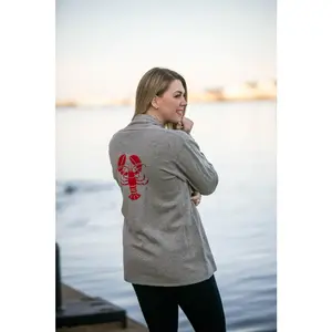 Lobster Cardigan Sweater for Women | Coastal Knit Open Front Cardigan