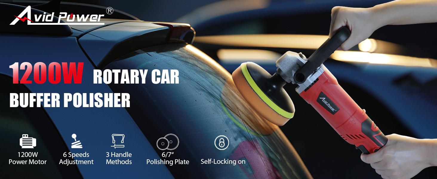 AVID POWER Car Buffer Polisher, 1200W 7 Inch/6 Inch Rotary Buffer Waxer, 6 Variable Speed 1600-3500 RPM, Detachable Handle & Side Handle for Car Detailing, Boat Sanding, Polishing and Waxing AVID POWER Car Buffer Polisher, 1200W 7 Inch/6 Inch Rotary Buffer Waxer, 6 Variable Speed 1600-3500 RPM, Detachable Handle & Side Handle for Car Detailing, Boat Sanding, Polishing and Waxing