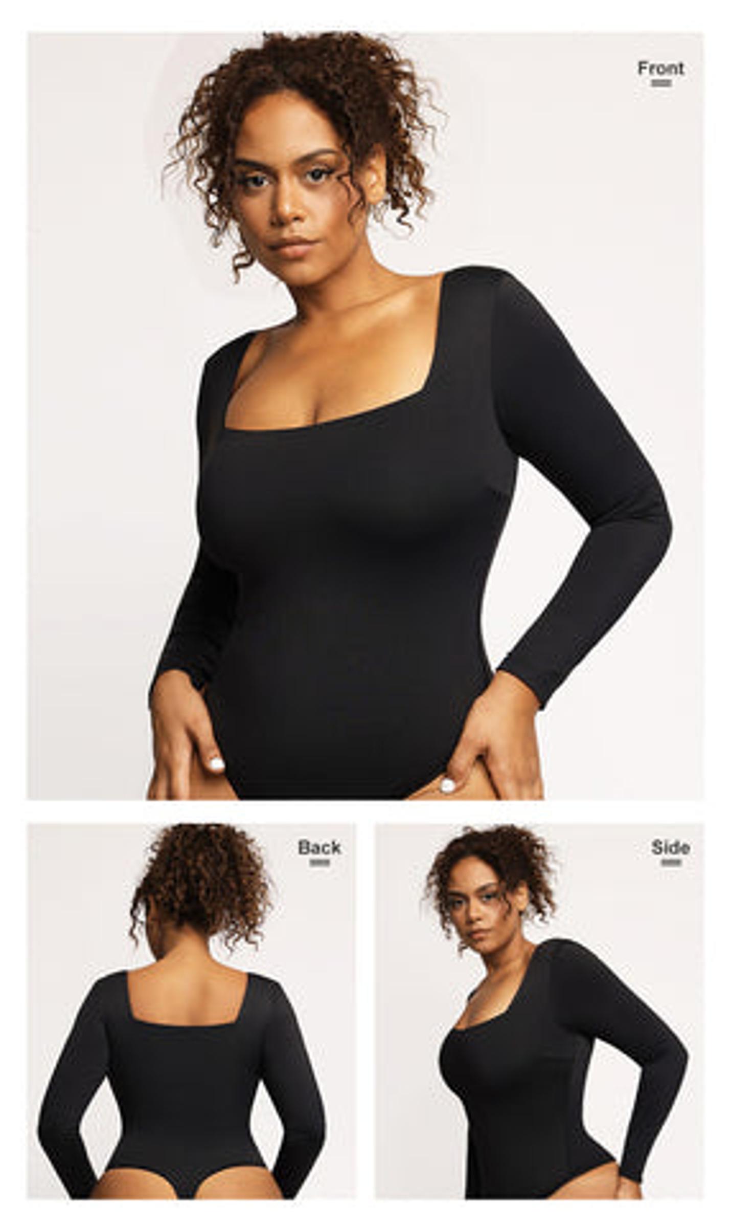 Popilush The Shapewear Bodysuit Long Sleeve Square Neck Shapewear Bodysuits Womenswear Tops Lady  Comfort
