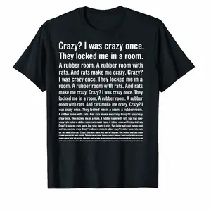 Crazy I Was Crazy Once Trending Meme T-Shirt Humorous Quirky Fashion Graphic Tee for Casual Wear & Party