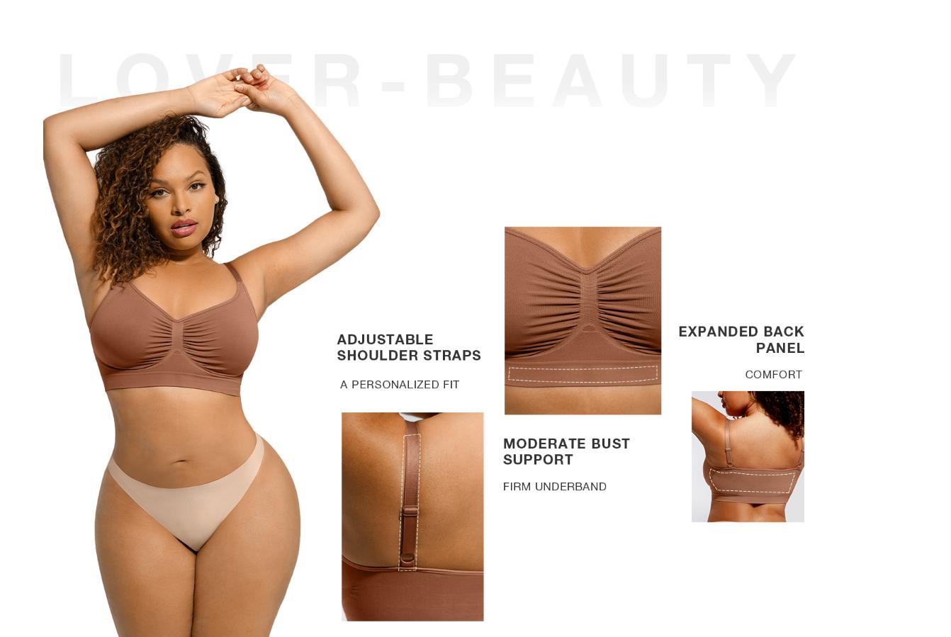 FeelinGirl WIRELESS Bra Women's Wireless Bra Stretch Comfort Bralettes No Underwire Unlined Seamless Sports Bra Fit Style Nylon Springtok