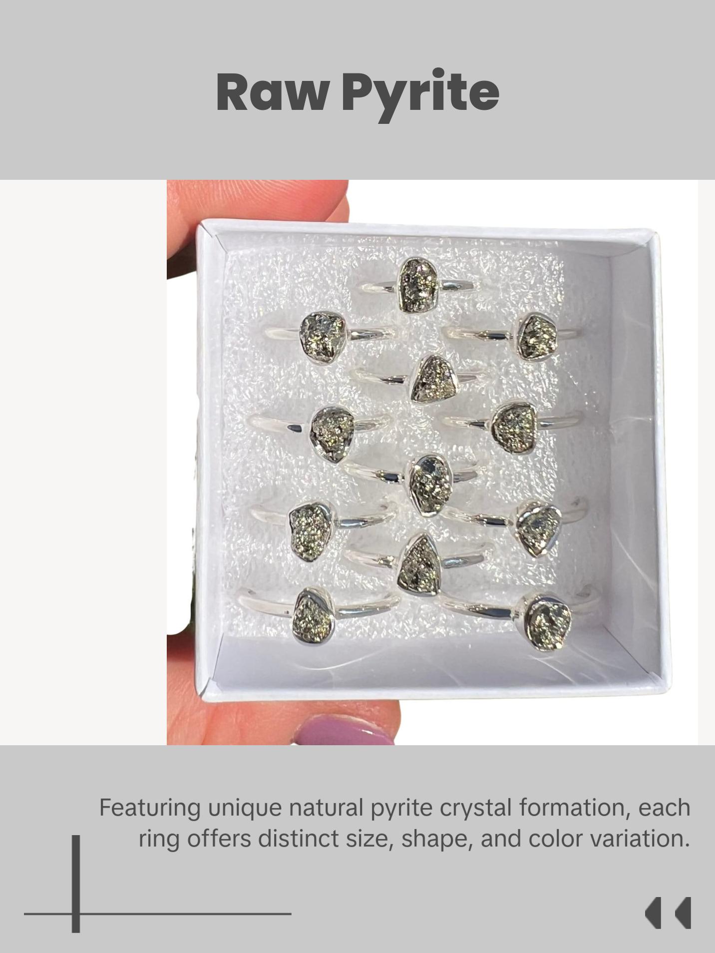 Raw Pyrite Bezel Ring in Sterling Silver