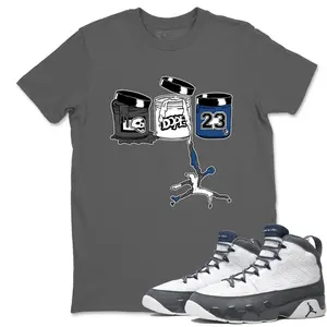 Unisex T-shirt To Match Sneakers  Jordan 9 Flint Grey "French Blue" - Jordan Paint. 100% Cotton for Casual Wear. Comfortable Summer Unisex T-Shirt to match Jordan Sneaker. Streetwear Style. urban outfitters