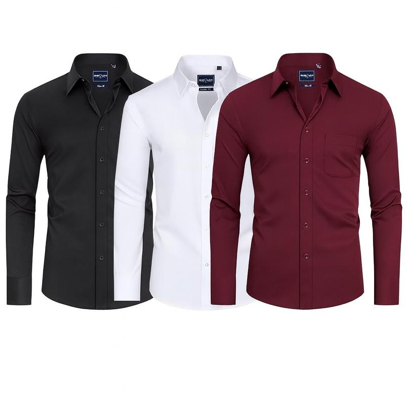 3-Pack Alimens&Gentle Men's Stain Sheild Business Casual Dress Shirts - Slim Fit Long Sleeve Button Down Shirt 3-Pack Alimens&Gentle Men's Stain Sheild Business Casual Dress Shirts - Slim Fit Long Sleeve Button Down Shirt