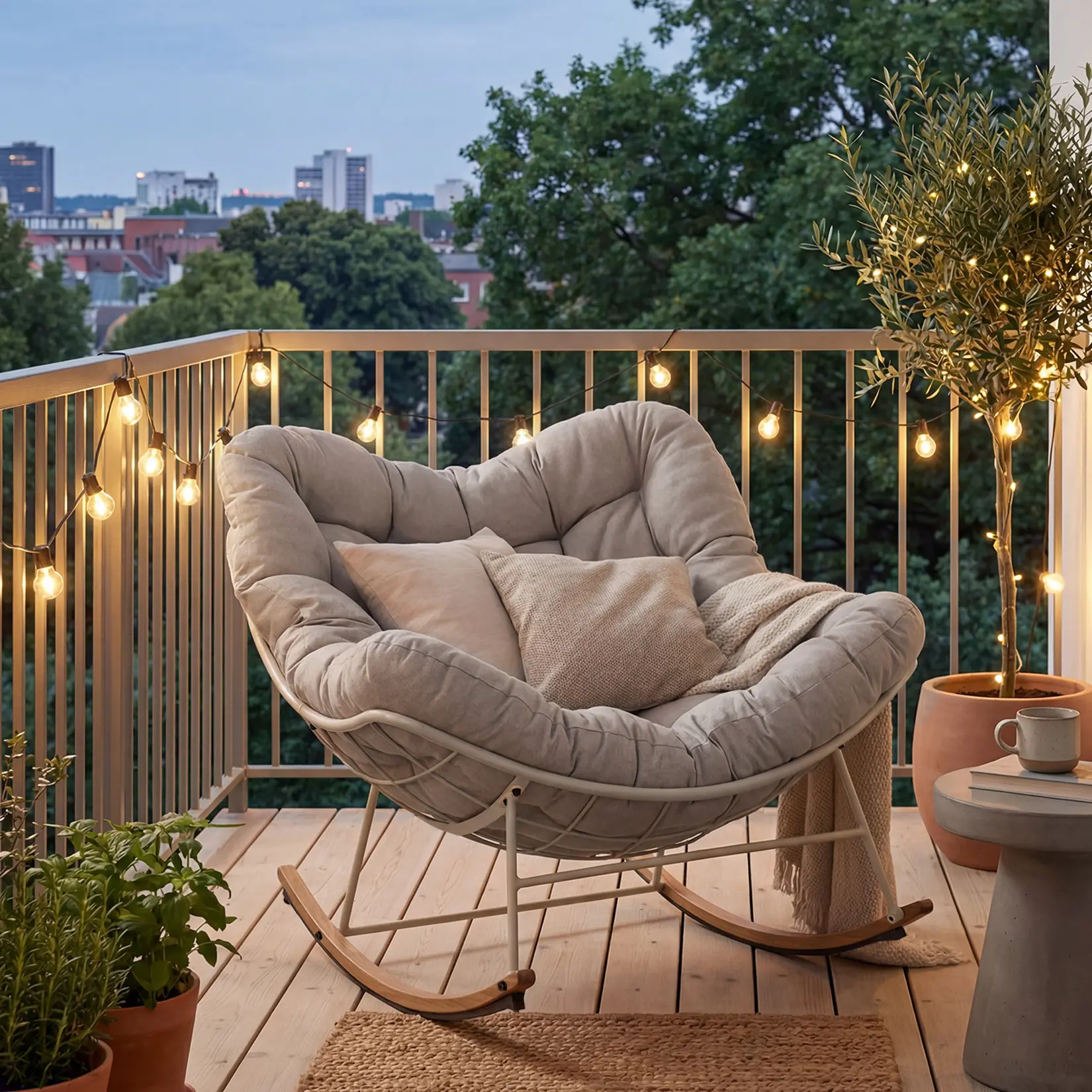 GRANDPATIO Oversized Weather-Resistant Rocking Armless Lounge Chair with Cushions - Lazy Chair, Indoor Outdoor Patio Apartment Furniture,home decor,camping essentials